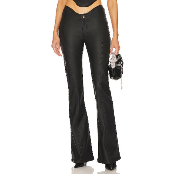 Retrofete Wynona Pant in Coated Black Curved Low Rise Flare Size 26 - Picture 1 of 9